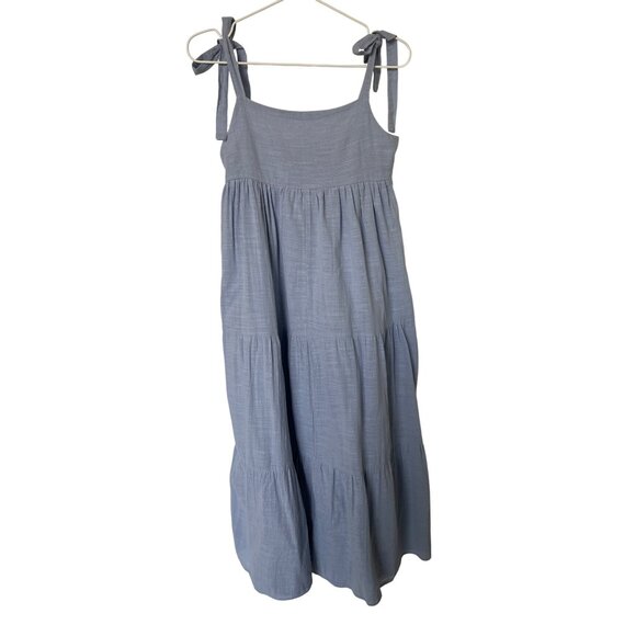 Zara Blue Tie-Strap Tiered Maxi Dress With Smocked Back - Picture 6 of 10